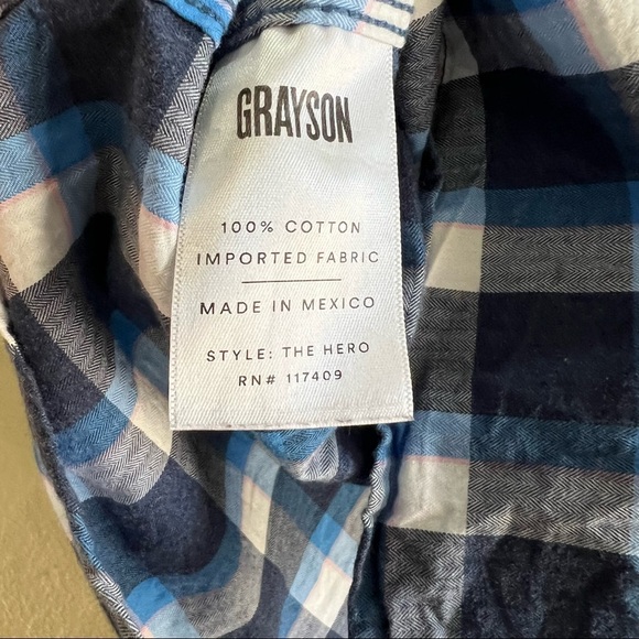 GRAYSON Womens Sz 3 M The Hero Button Down Blue Plaid Nautical Casual Relaxed - Picture 6 of 7